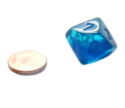 Dé 10 faces bleu Luminary chiffres bleus