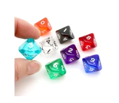 Dé 10 faces en translucide de 0 à 9 à l'unité (couleur mise au hasard)