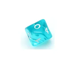 Dé 10 faces en translucide de 0 à 9 à l'unité (couleur mise au hasard)