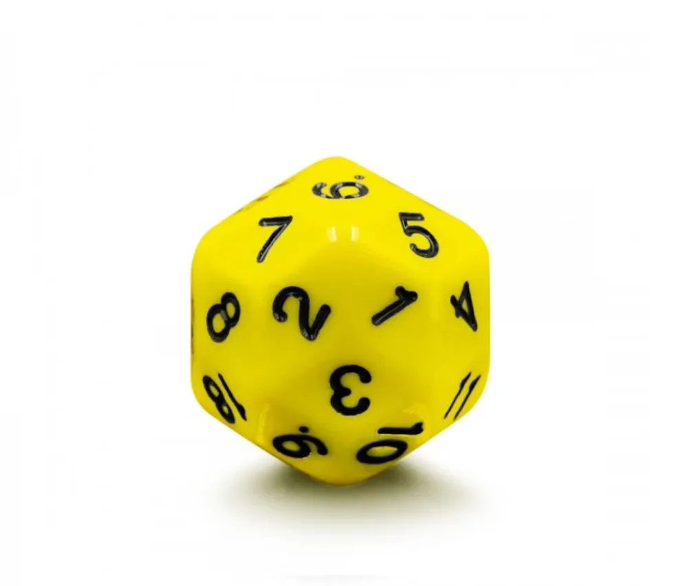 Dé 30 faces jaune D30 de jeu