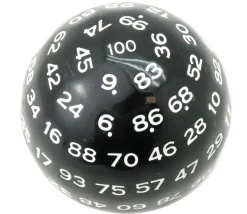 Dé 100 faces noir D100 de jeu
