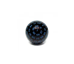 Dé 100 faces noir et bleu D100 de jeu