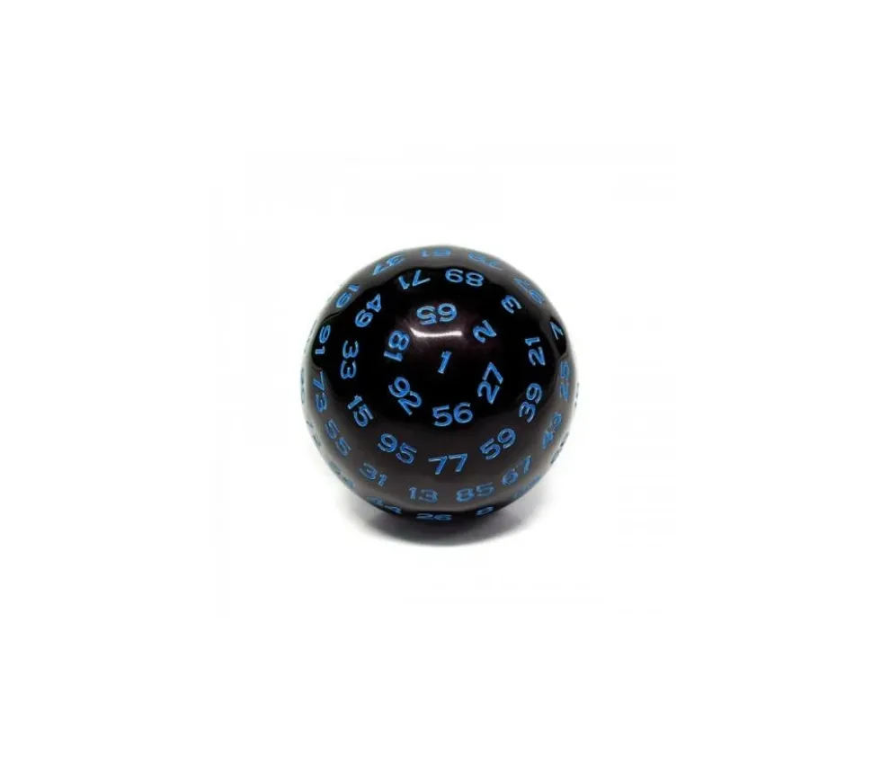 Dé 100 faces noir et bleu D100 de jeu