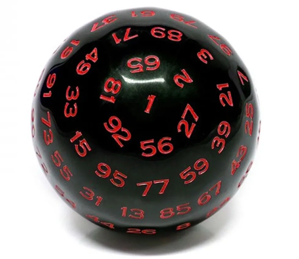 Dé 100 faces noir et rouge D100 de jeu