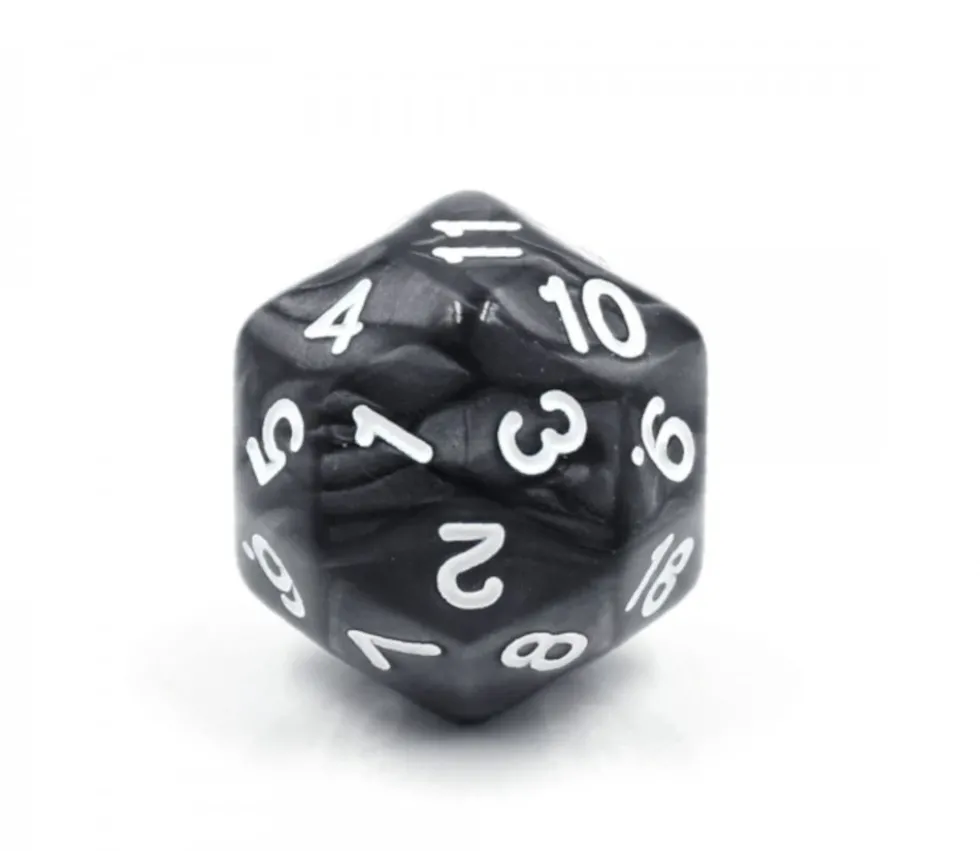 Dé 30 faces noir perle D30 de jeu