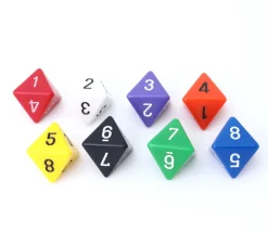 Dé 8 faces opaque 1 à 8 pour jeu de société à l'unité