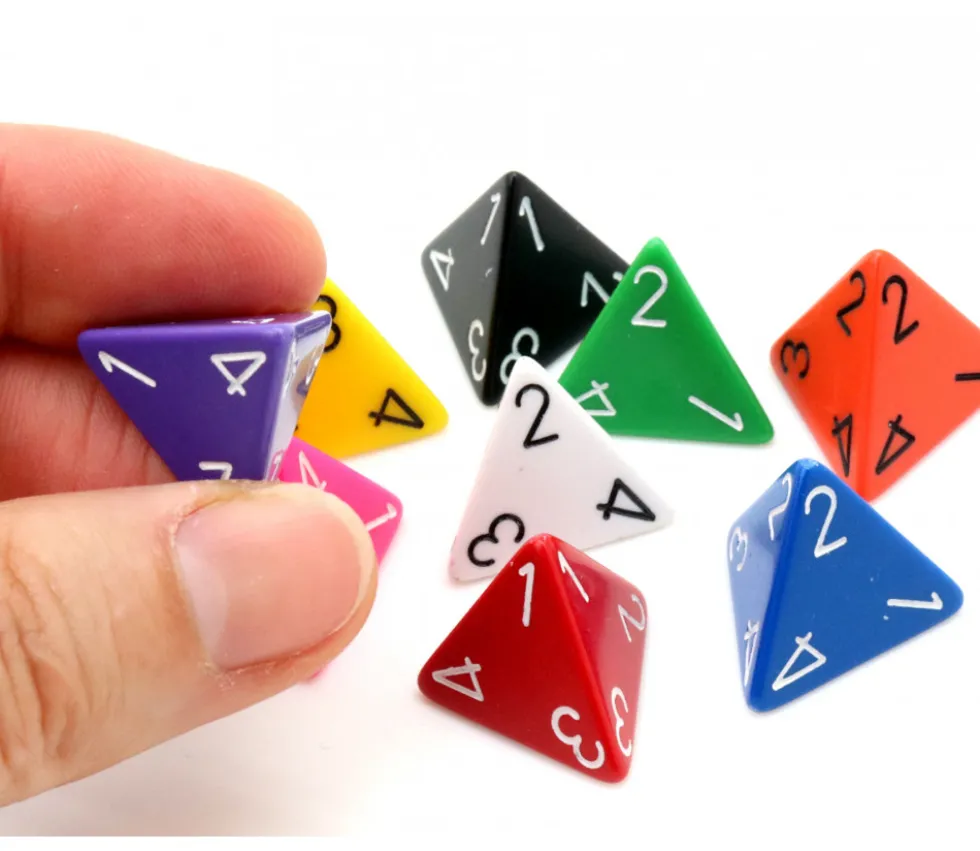 Dé 4 faces 1 à 4 opaques d4 pour jeux à l'unité