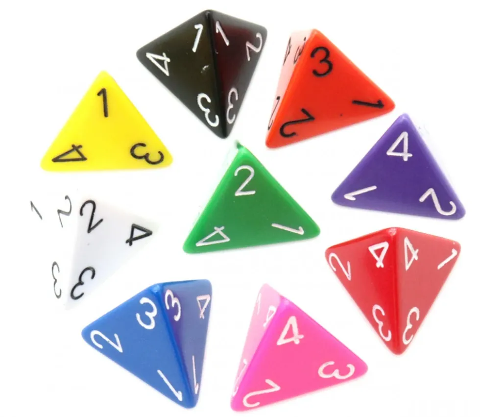 Dé 4 faces 1 à 4 opaques d4 pour jeux à l'unité
