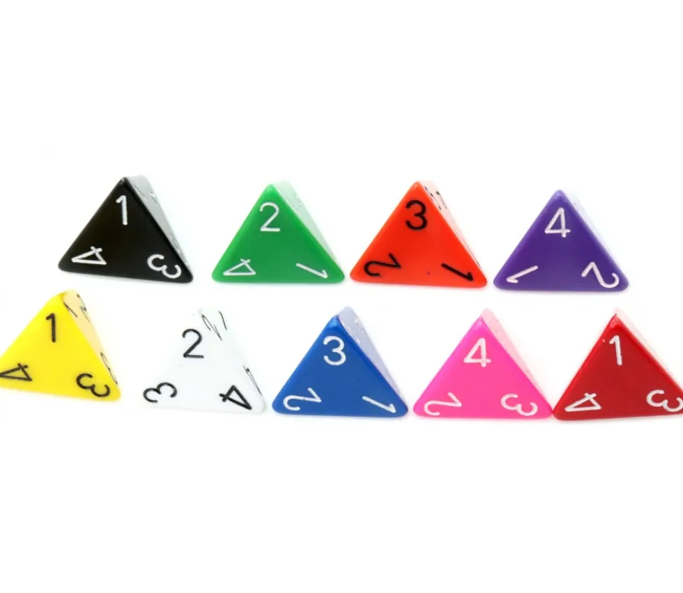 Dé 4 faces 1 à 4 opaques d4 pour jeux à l'unité