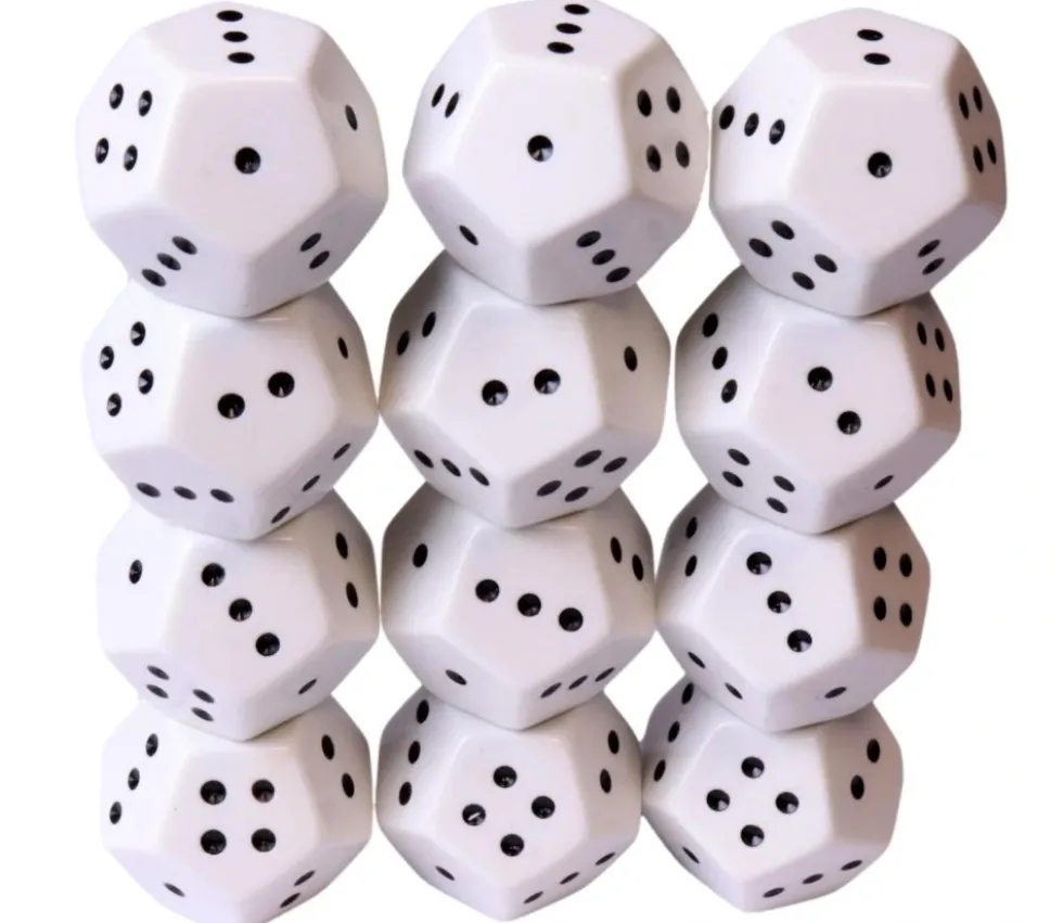 Dé 12 faces points avec 3 fois 1 à 4 JUMBO