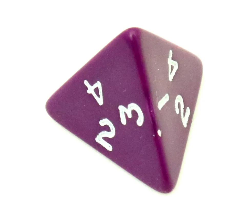 Dé 4 faces pyramide 1 à 4 opaque à l'unité (couleur mise au hasard)