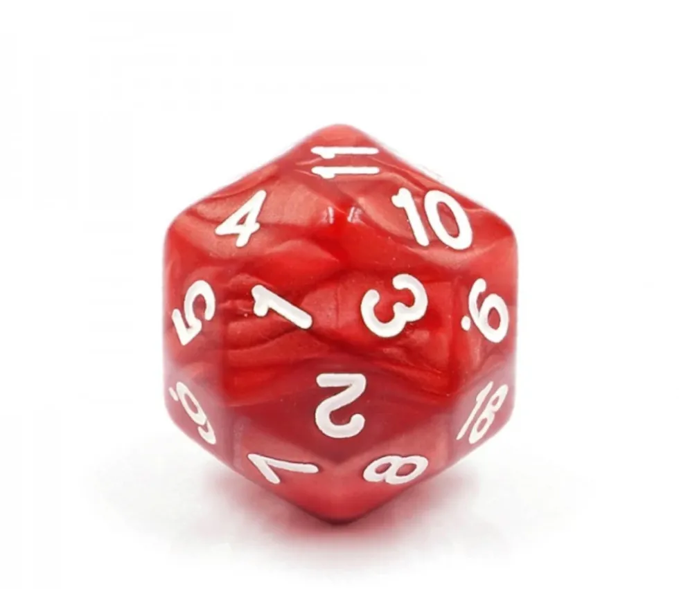 Dé 30 faces rouge nacré D30 de jeu