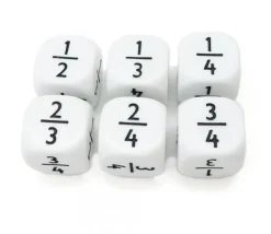 Dé fraction 1/2 2/4 1/3 2/3 1/4 3/4 en 22 mm