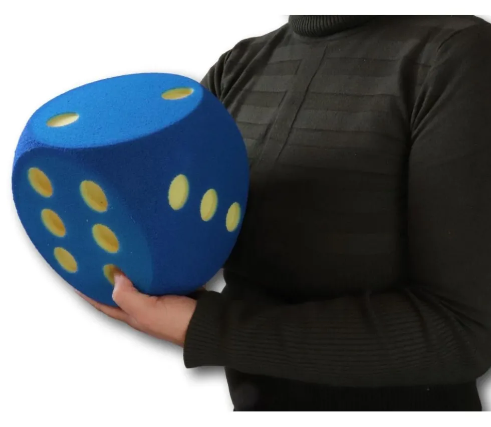 Dé géant 16 cm en mousse tactile BLEU