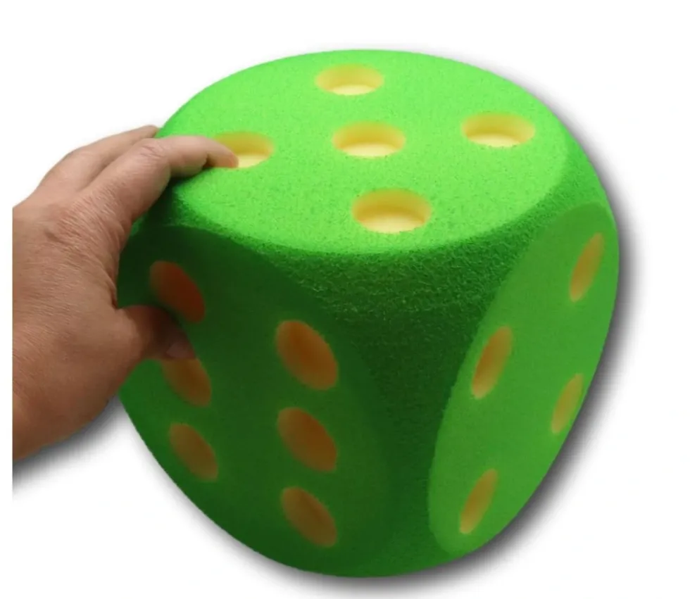 Dé géant 16 cm en mousse tactile VERT