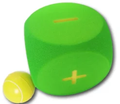 Dé géant PLUS MOINS + - mousse 16 cm tactile vert