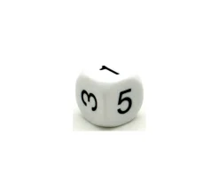 Dé à jouer chiffres 123456 en 22 mm de côté BLANC