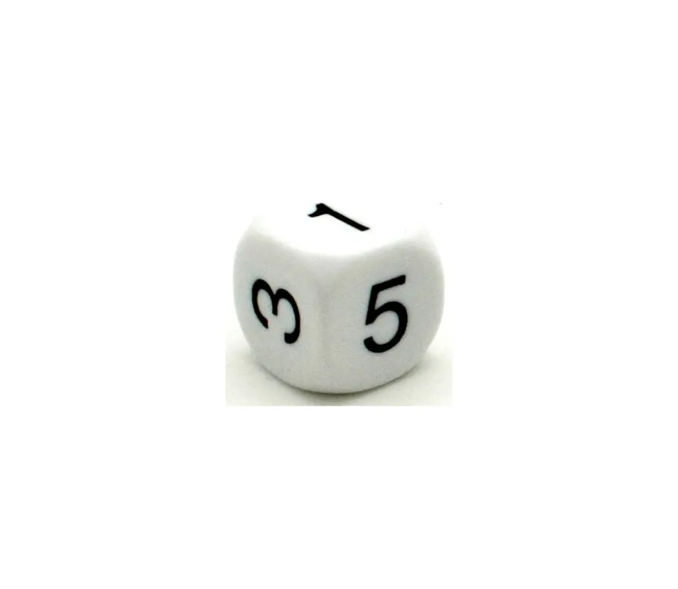 Dé à jouer chiffres 123456 en 22 mm de côté BLANC