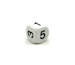 Dé à jouer chiffres 123456 en 22 mm de côté BLANC