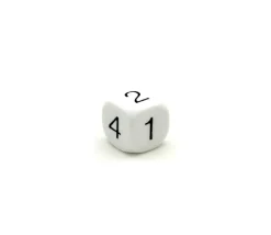 Dé à jouer chiffres 123456 18 mm de côté BLANC