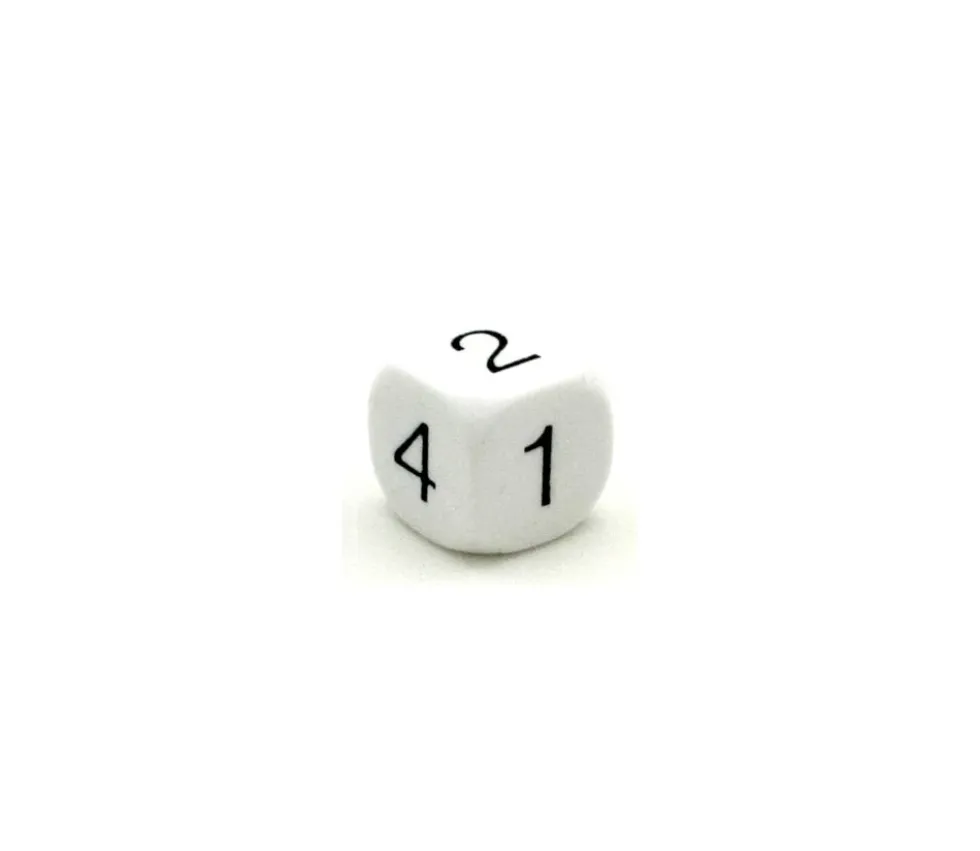 Dé à jouer chiffres 123456 18 mm de côté BLANC
