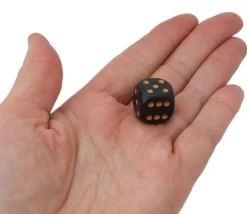 Dé à jouer D6 16 mm noir points or Chessex