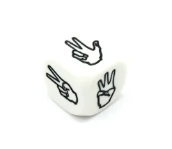 Dé à jouer main et doigts levés 123456 en 22 mm