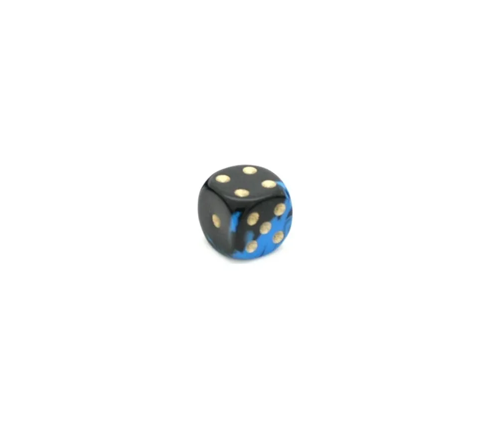 Dé à jouer marbré bleu/noir 16 mm