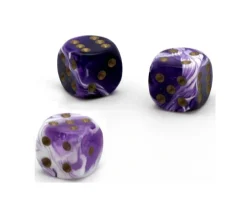 Dé à jouer marbré violet/blanc 16 mm
