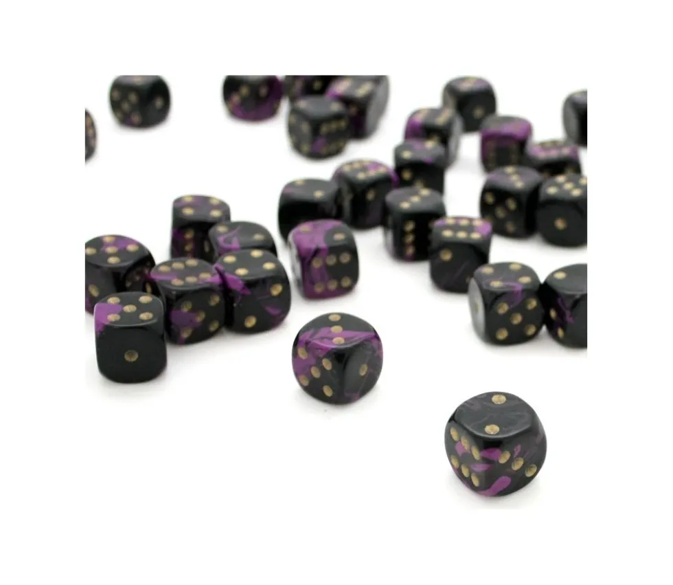 Dé à jouer marbré violet/noir 16 mm