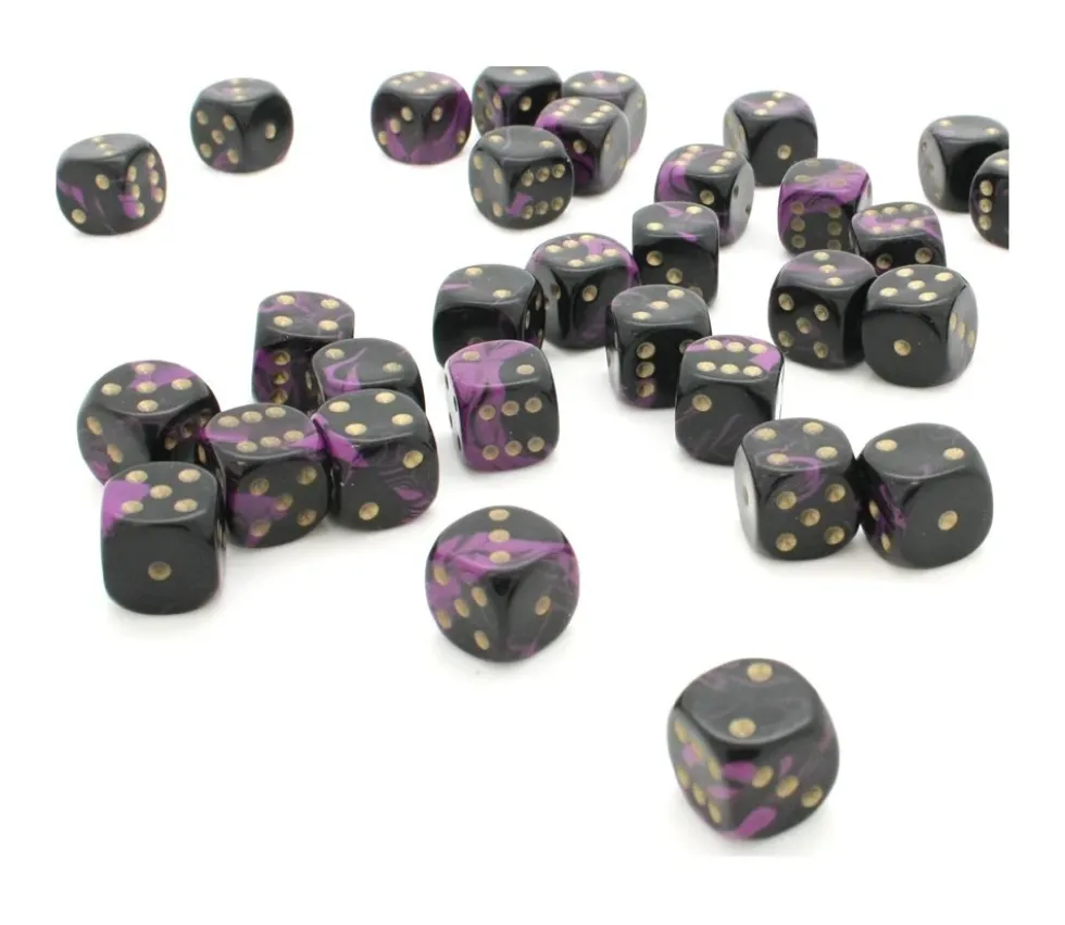 Dé à jouer marbré violet/noir 16 mm