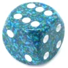 Dé à jouer 16 mm effet granit Speckled Sea bleu points blancs