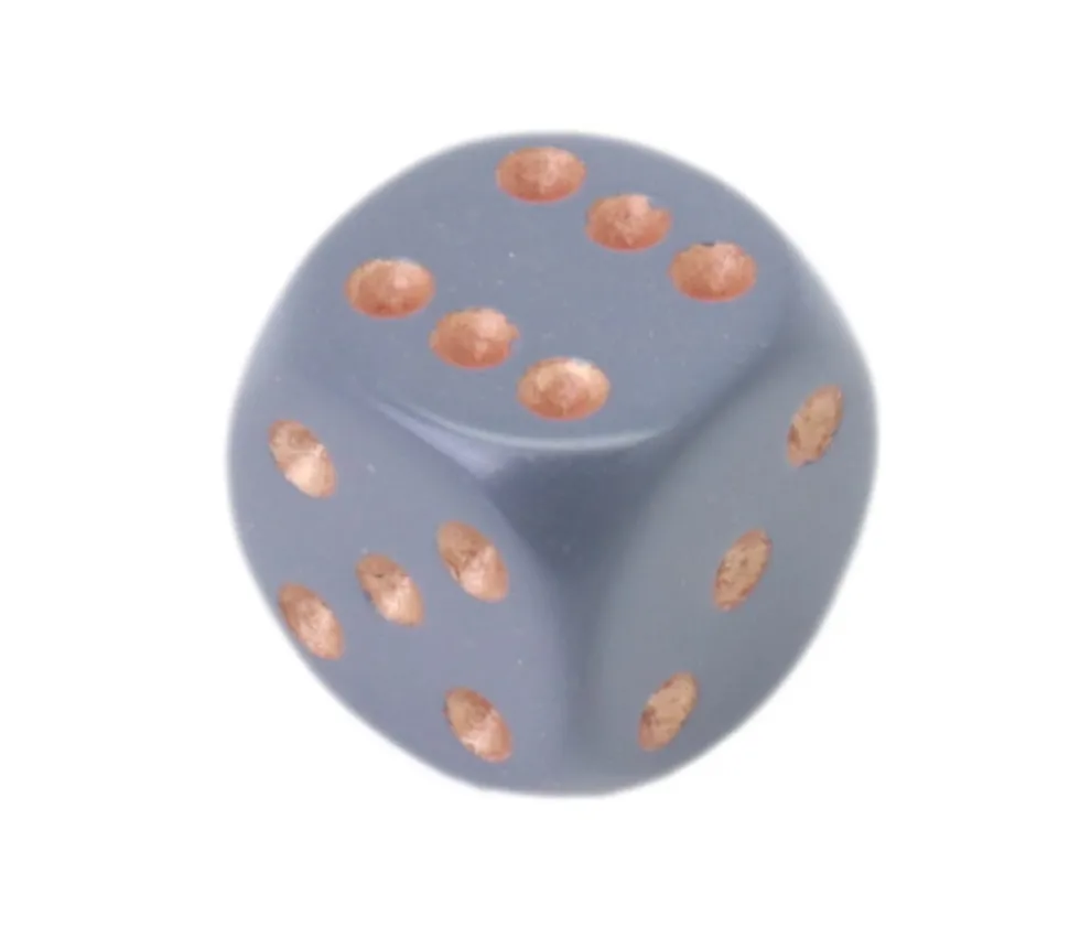 Dé à jouer 16 mm opaque gris foncé points cuivrés Chessex