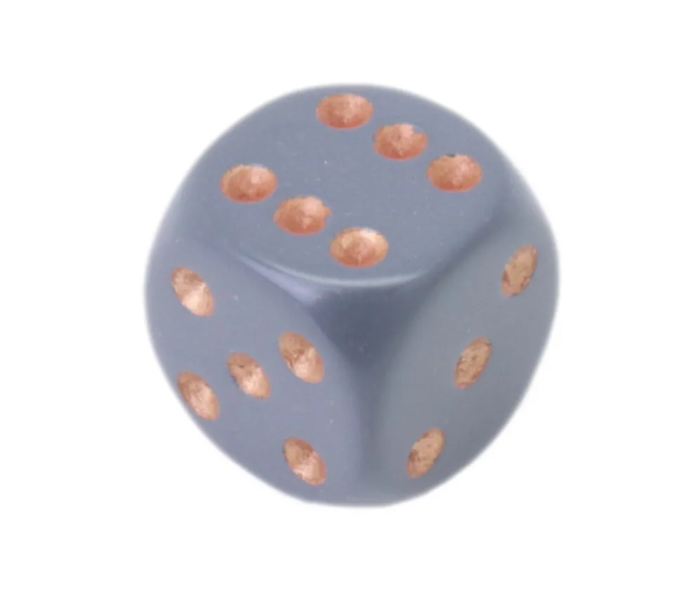 Dé à jouer 16 mm opaque gris foncé points cuivrés Chessex