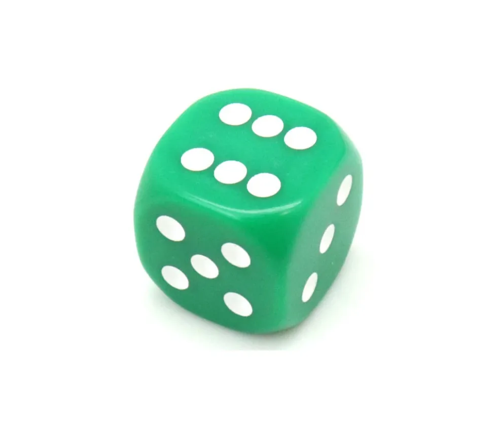 Dé à jouer 22 mm vert de 1 à 6