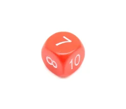 Dé à jouer ROUGE 16 mm chiffres 7 à 12
