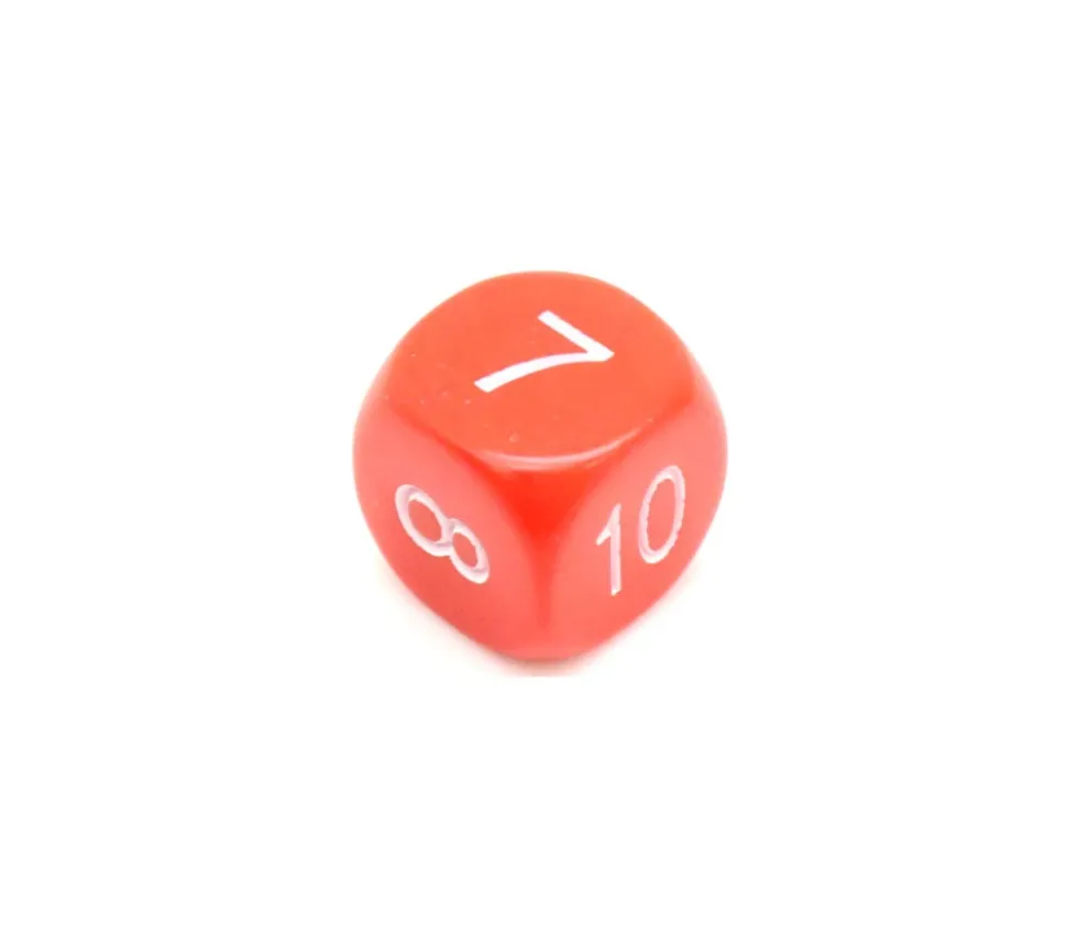 Dé à jouer ROUGE 16 mm chiffres 7 à 12