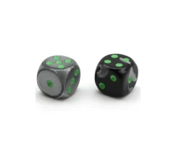 Dé mix argent/noir 16 mm points verts