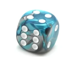 Dé mix gris argent et turquoise 16 mm
