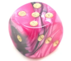 Dé mélange rose noir design effet artistique 15 mm points dorés
