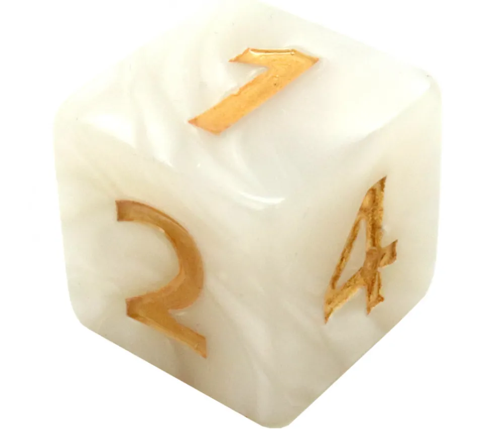 Dé 25 mm de 1 à 6 blanc nacré pour jeux