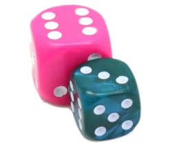 Dé 12 mm en plastique interférence effet irisé vert bleu métallique