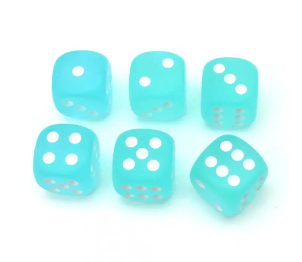 Dé 16 mm givré turquoise