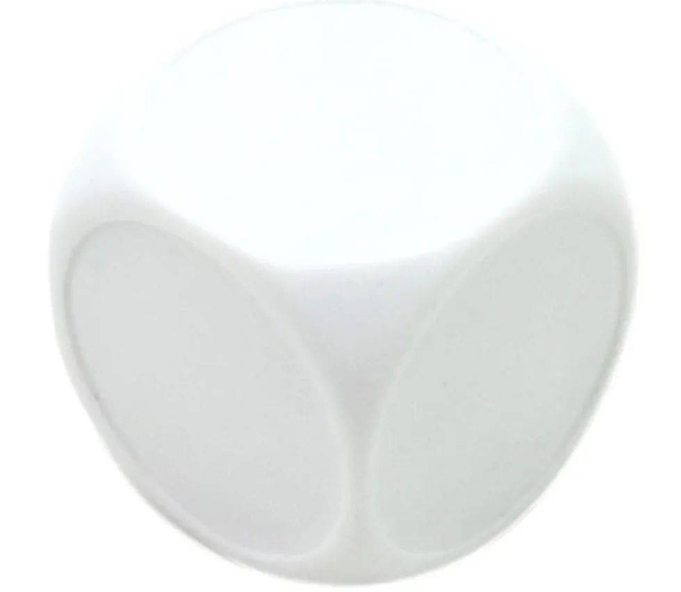Dé 22 mm plastique blanc neutre - faces creux rond