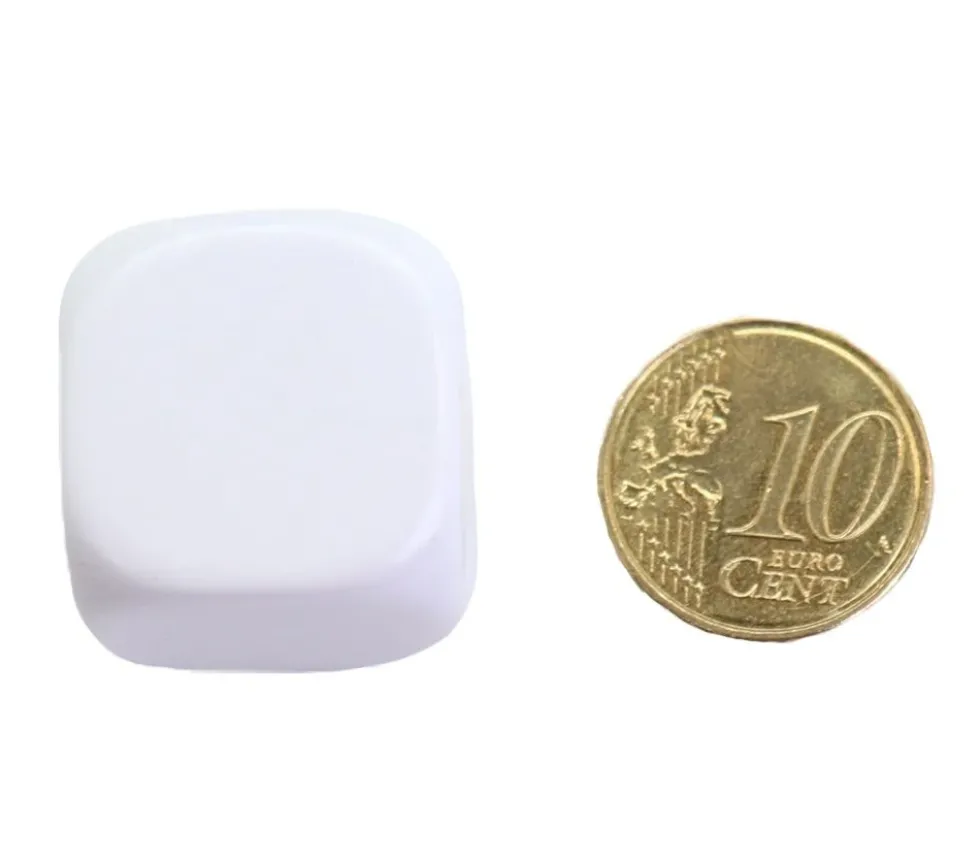 Dé 22 mm plastique neutre à personnaliser blanc