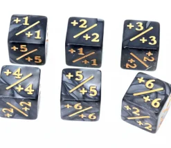 Dé modificateur D6 positif noir perlé +1 à +6