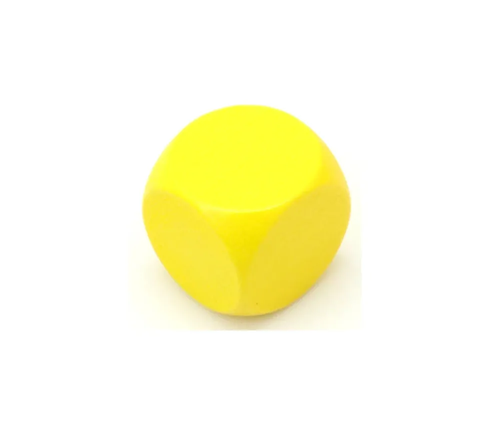 Dé neutre jaune 16 mm en bois sans marquage hêtre à l'unité