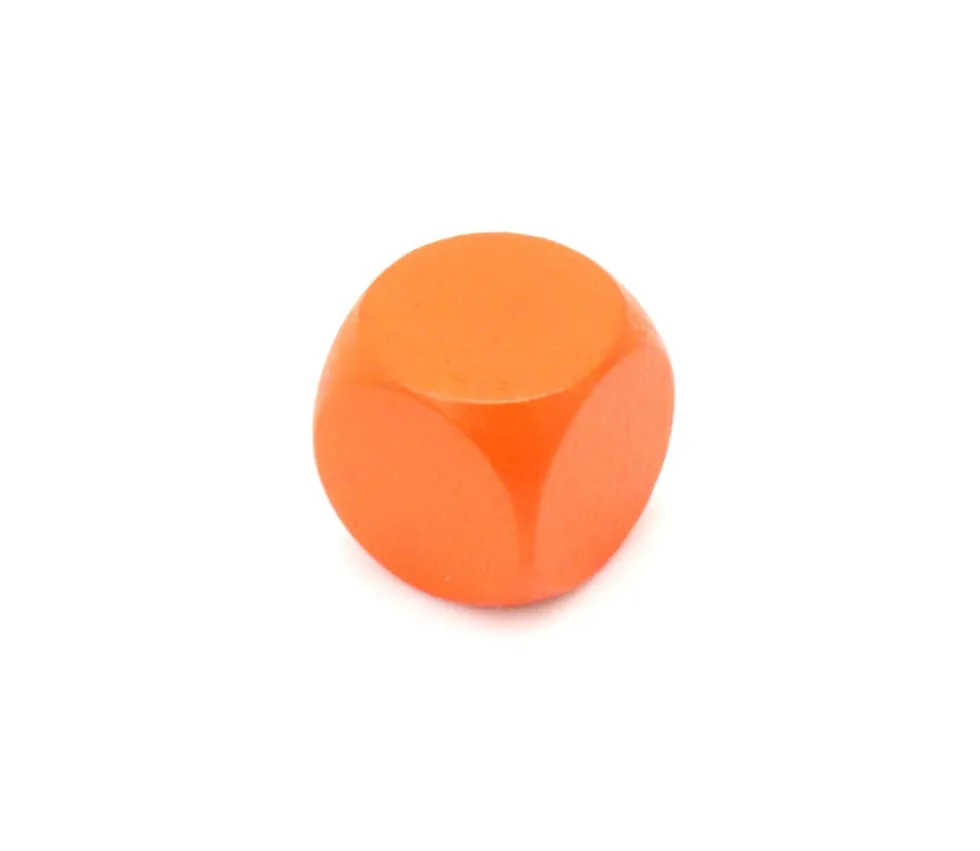 Dé neutre orange 16 mm en bois sans marquage hêtre à l'unité