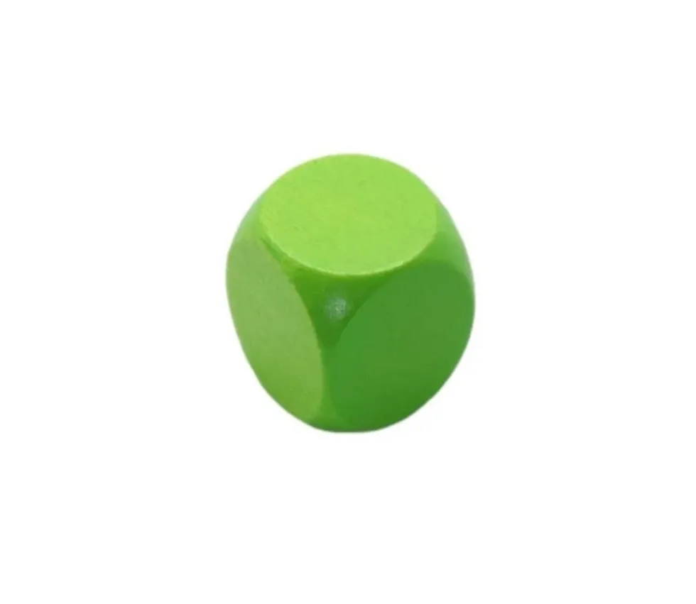 Dé neutre vert clair 16 mm en bois hêtre sans marquage à l'unité
