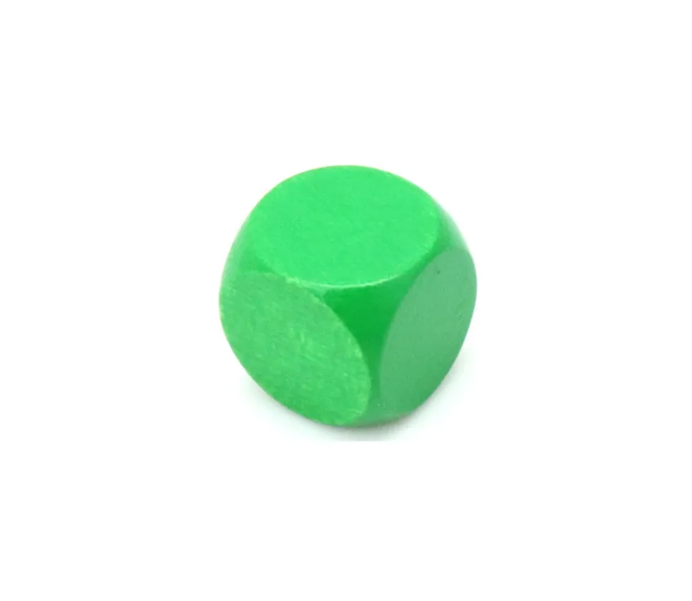 Dé neutre vert 16 mm en bois sans marquage hêtre à l'unité